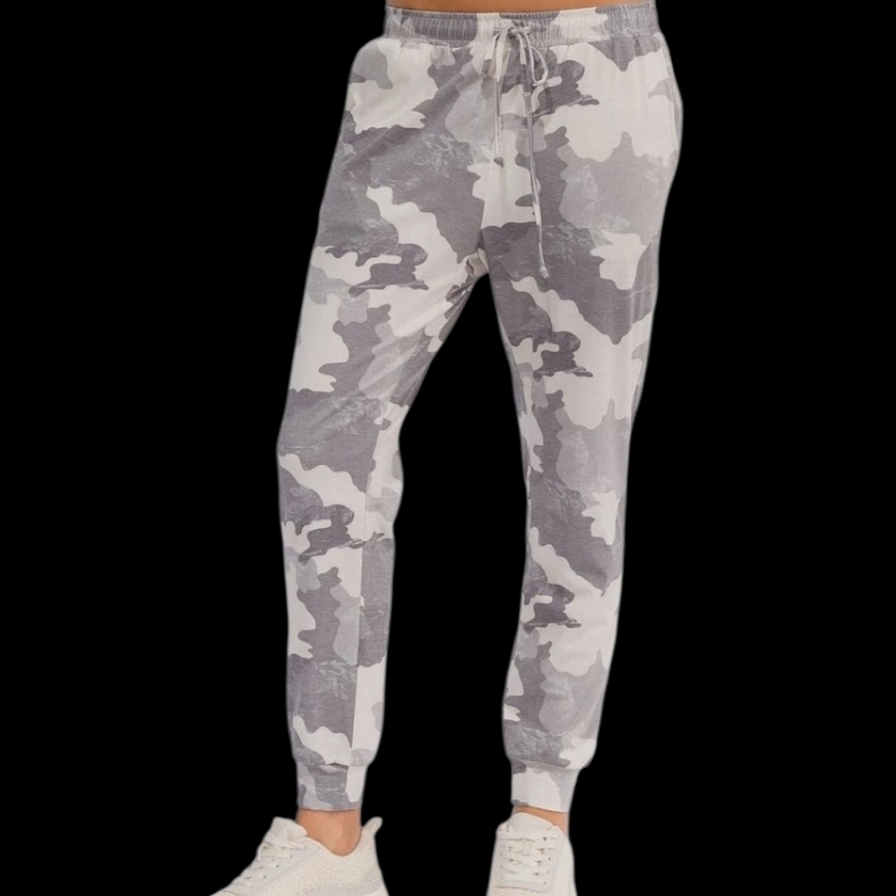 Mystree Gray Camouflage Joggers. Sizes Sall, Medium